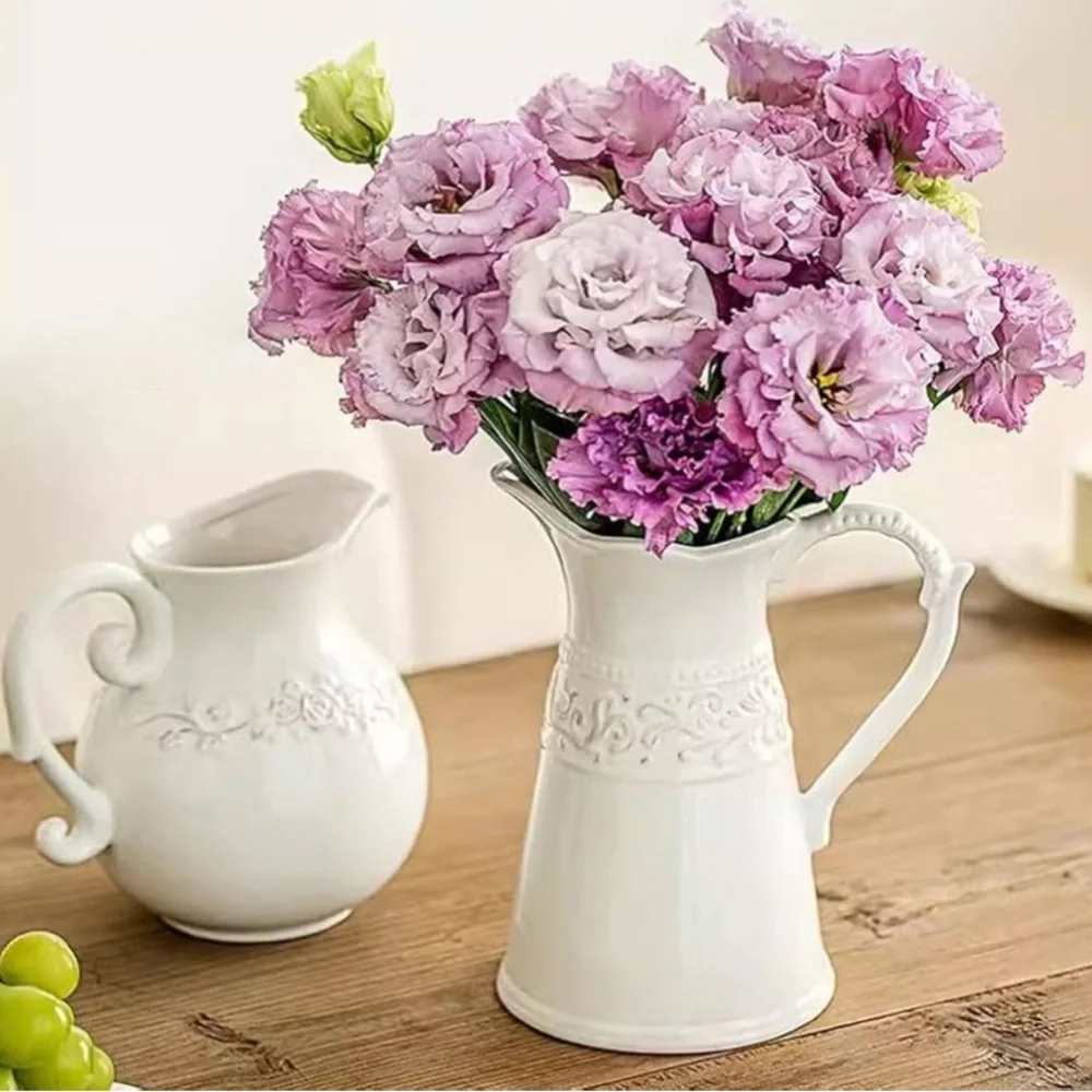 Vases,Bouquet European Retro Ceramic,Living Room, Arrangement Medieval White